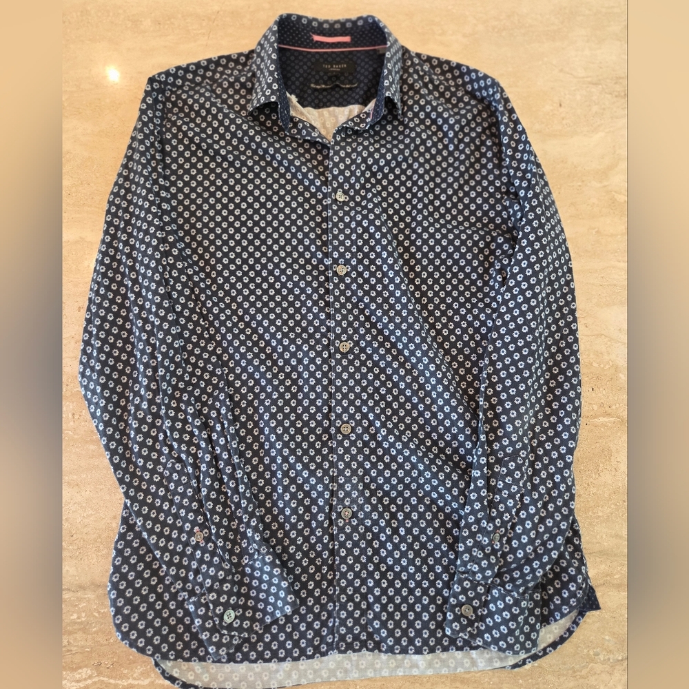 Ted Baker Men's Navy Micro Print Button-Up Shirt